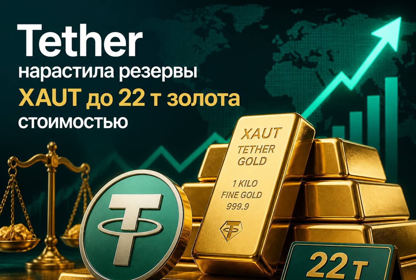 Tether наращивает золотые резервы: эмитент USDT превращается в частный «золотой центробанк»